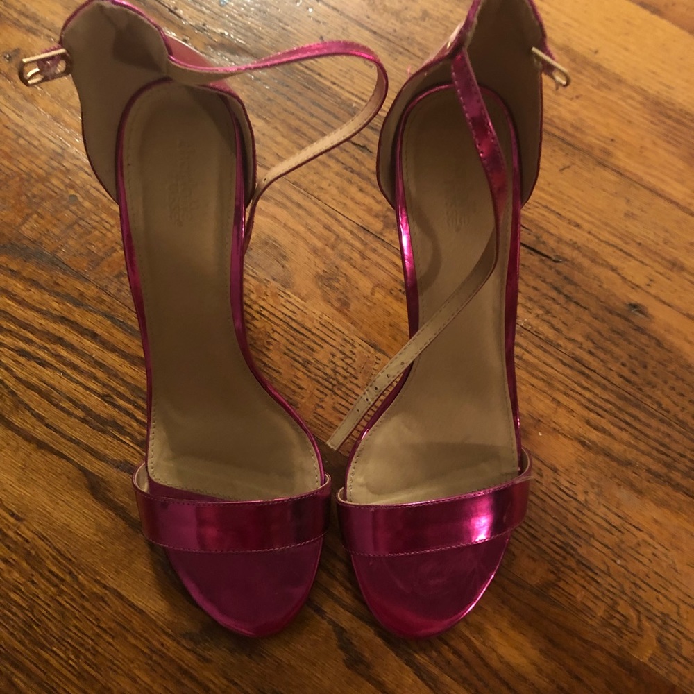 Hot pink strappy heels